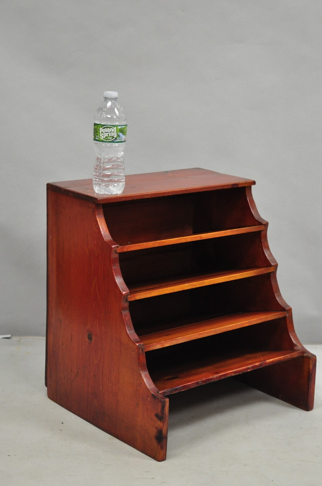 Antique French Country Primitive Pine Wood Farmhouse Magazine Rack Book Stand