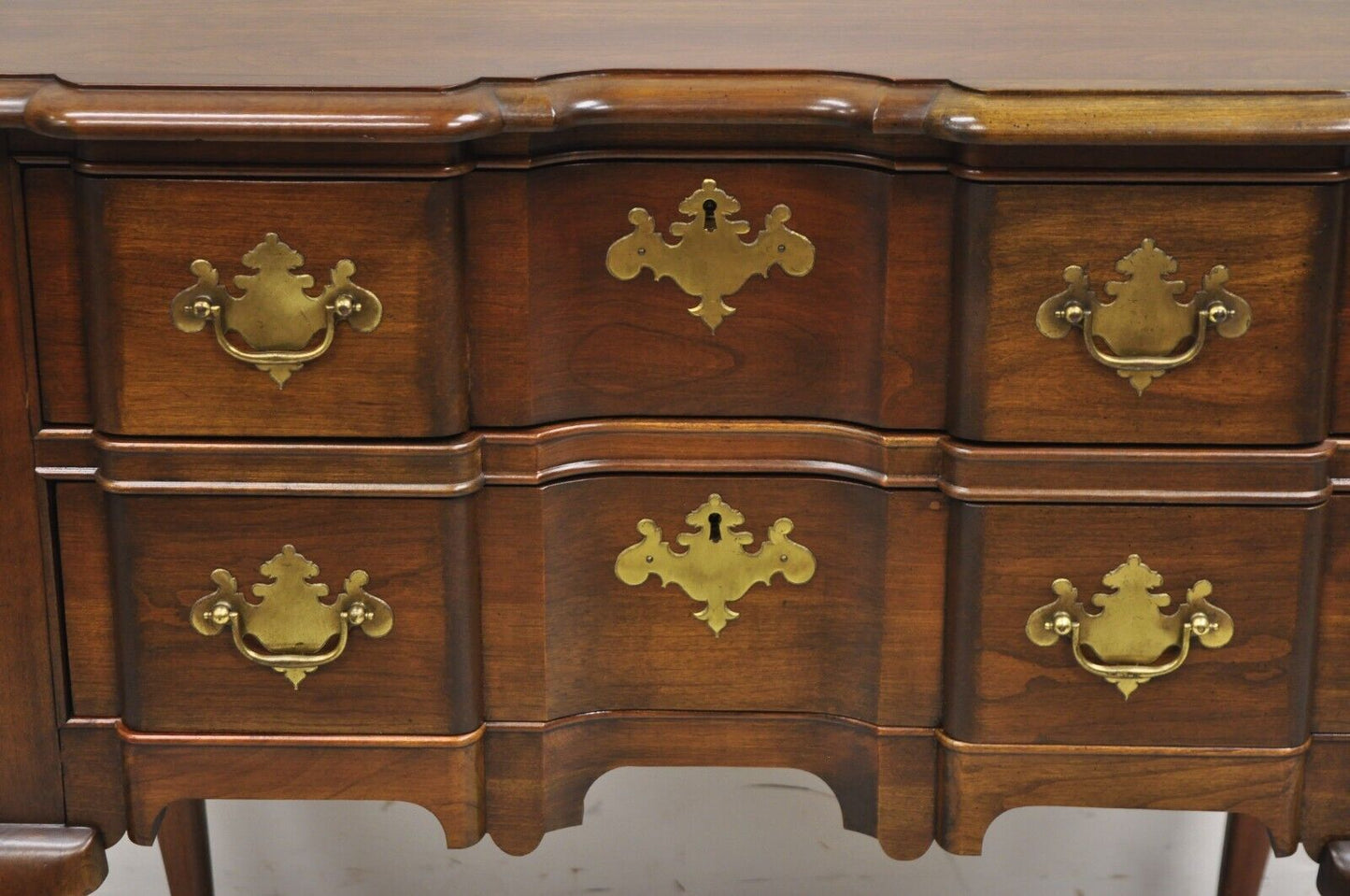Vintage Pennsylvania House Queen Anne Cherry Wood Block Front 2 Lowboy Chest