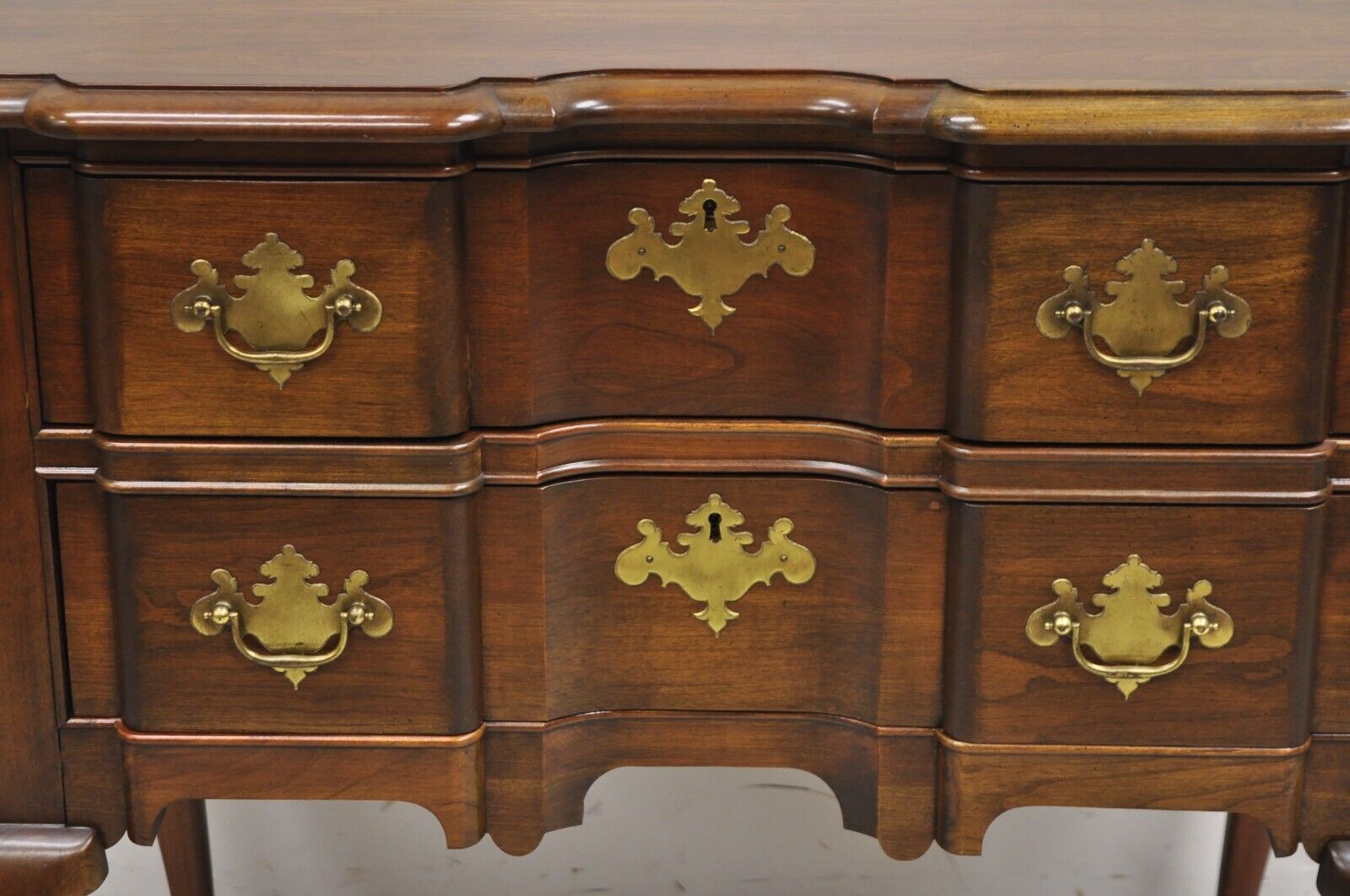 Vintage Pennsylvania House Queen Anne Cherry Wood Block Front 2 Lowboy Chest