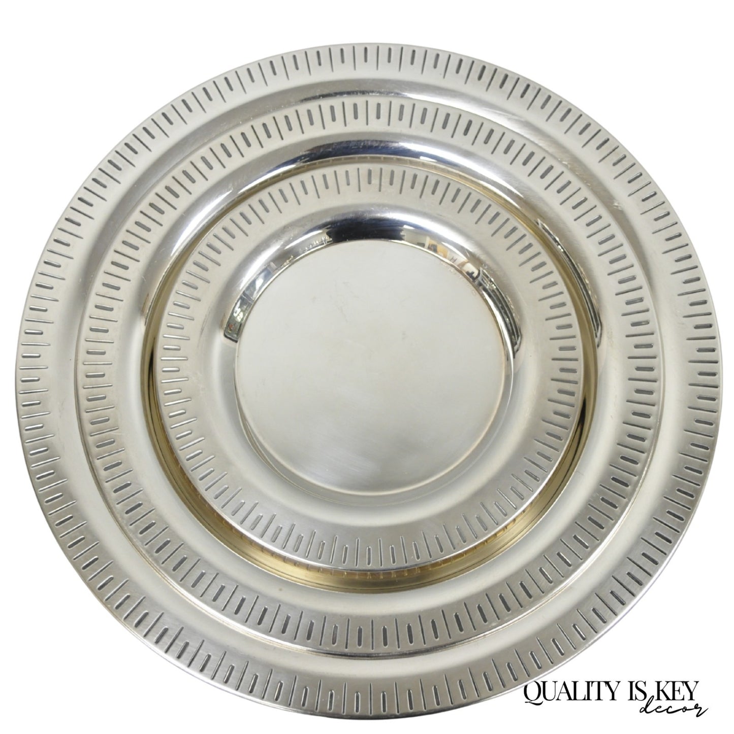 Vintage Hopeakeskus Oy Finland Modern Silver Plated Serving Plate Dishes - 3 Pc