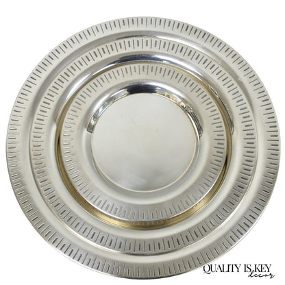 Vintage Hopeakeskus Oy Finland Modern Silver Plated Serving Plate Dishes - 3 Pc