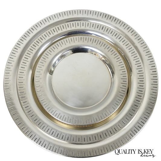 Vintage Hopeakeskus Oy Finland Modern Silver Plated Serving Plate Dishes - 3 Pc