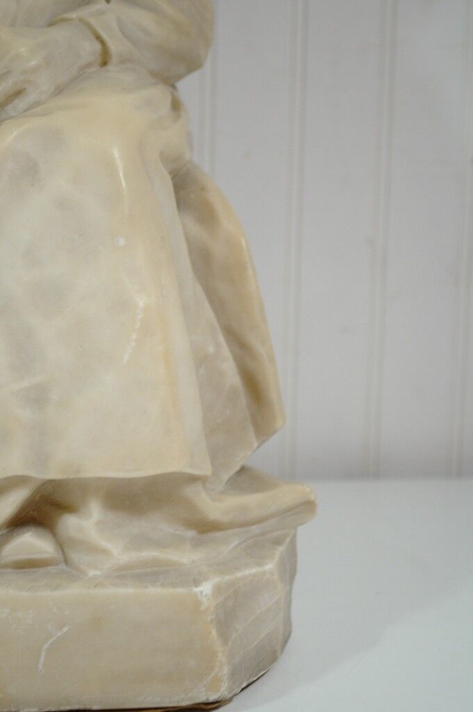 E Battiglia La Favola Della Nonna Alabaster Italian Sculpture Tale of Grandma