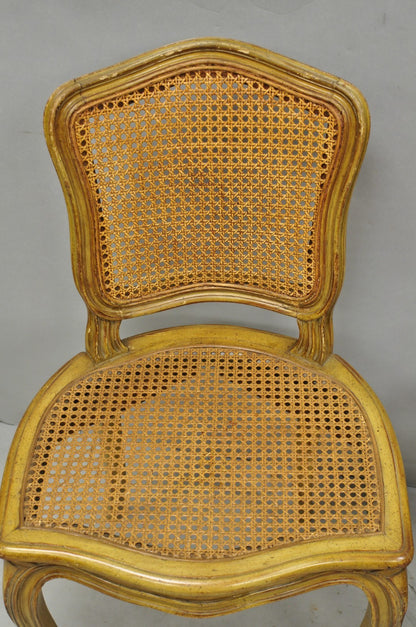 Vintage French Provincial Louis XV Style Cane Dining Side Chairs - Set of 6