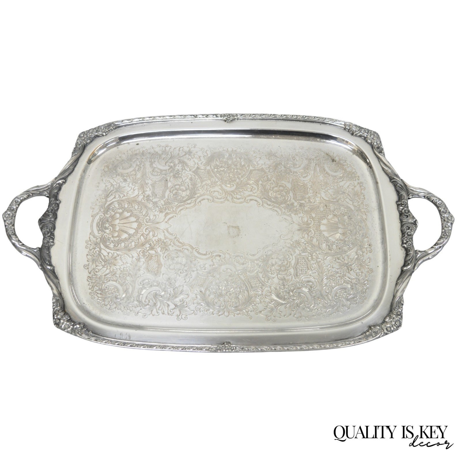 Vintage 1847 Rogers Bros Heritage 9492 Large Silver Plated Serving Platter Tray