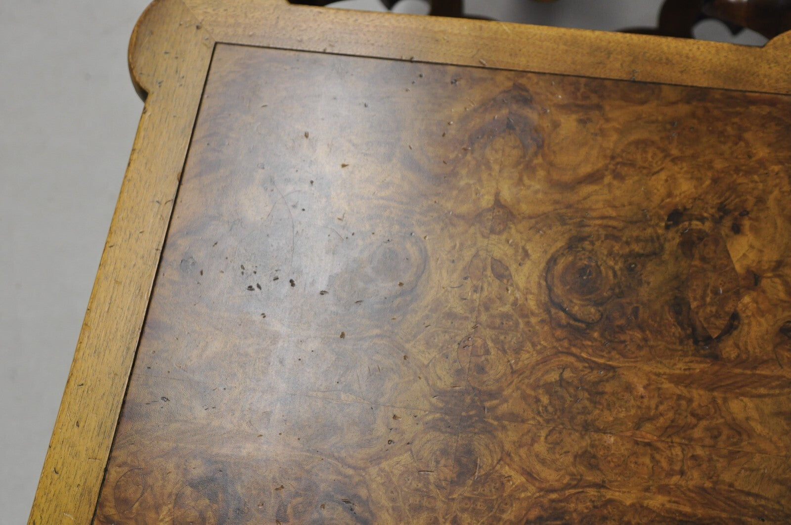 Vintage Baker Regency Style Burlwood Walnut Low Side End Tables - a Pair