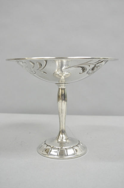 Antique Victorian Floral Repousse WMA Rogers Silver Plated Footed Compote Dish