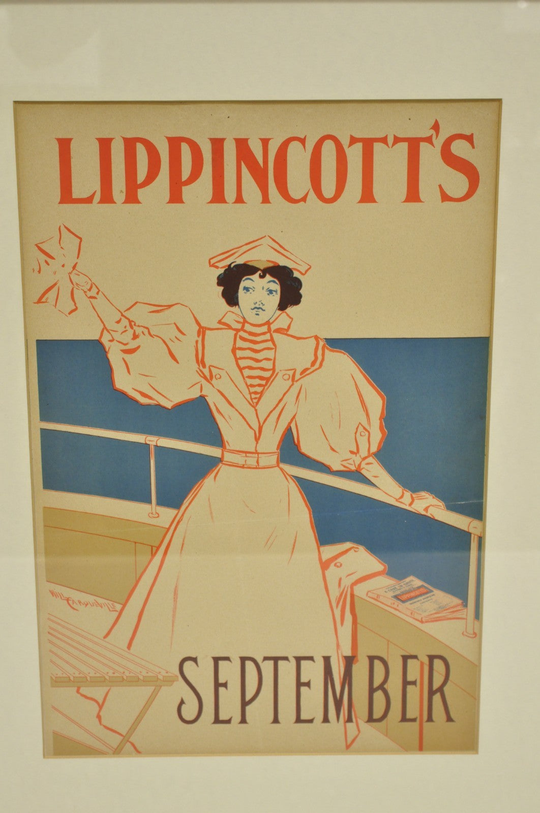 Art Deco Will Carqueville Lippincott's "September" Framed Lithograph Print