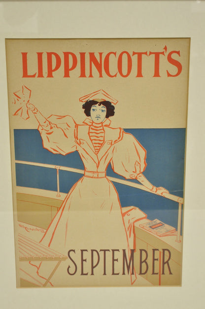 Art Deco Will Carqueville Lippincott's "September" Framed Lithograph Print