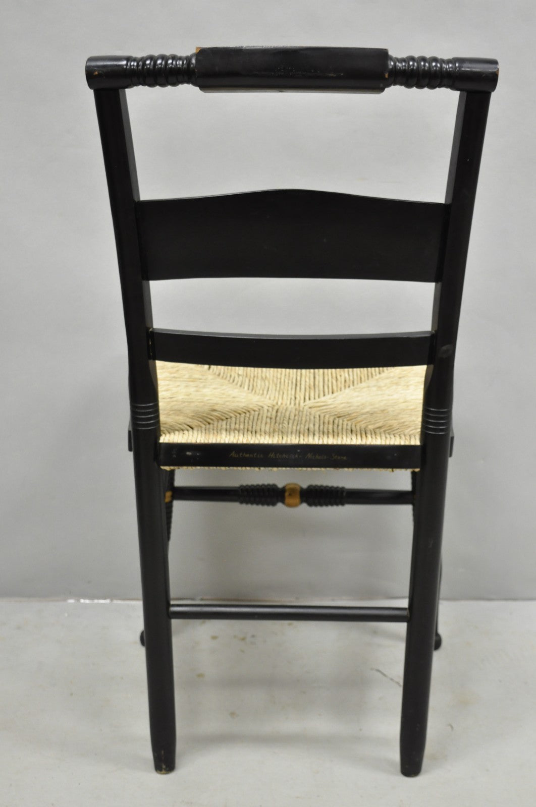 Vintage Nichols & Stone Hitchcock Harvest Stencil Painted Black Side Chair