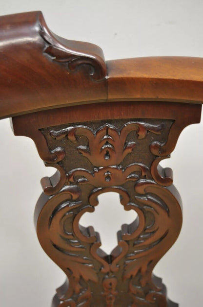 Antique Victorian French Style Mahogany Vanity Accent Side Chair with Round Seat