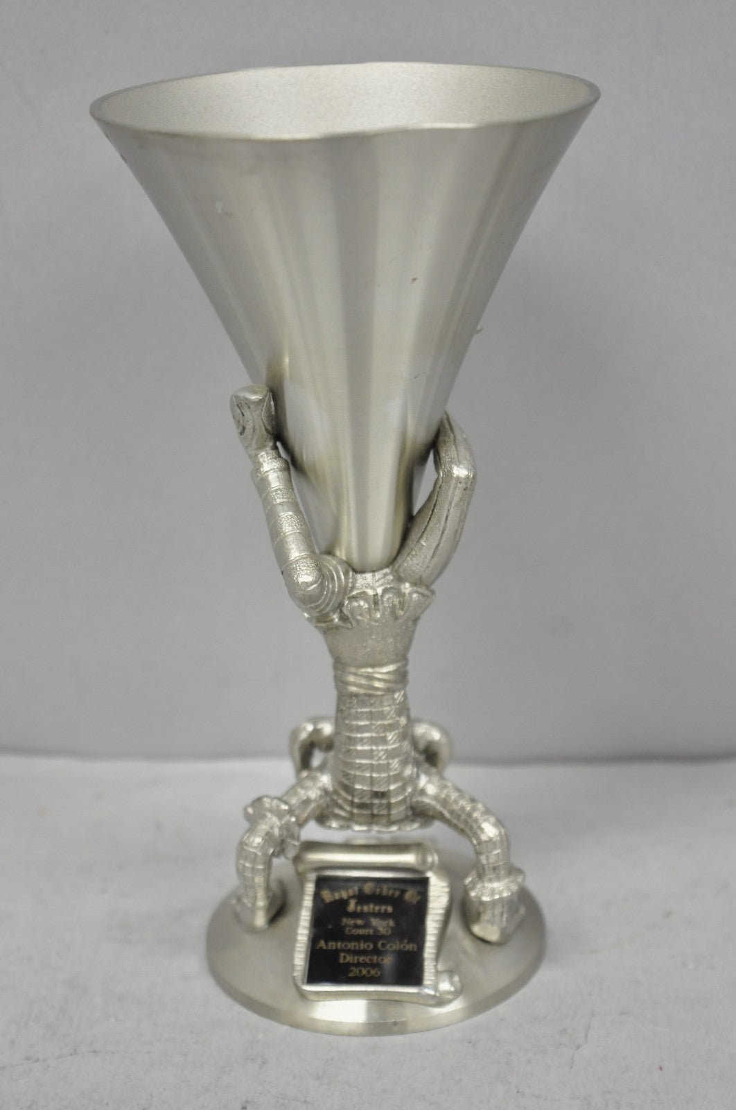 Vintage Royal Order of Jesters Figural Pewter Metal Award Renaissance Goblet