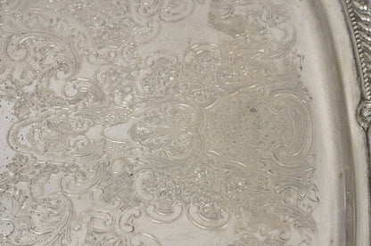 Vintage Silver Plated Victorian Style Regency Heavy Twin Handle Platter Tray