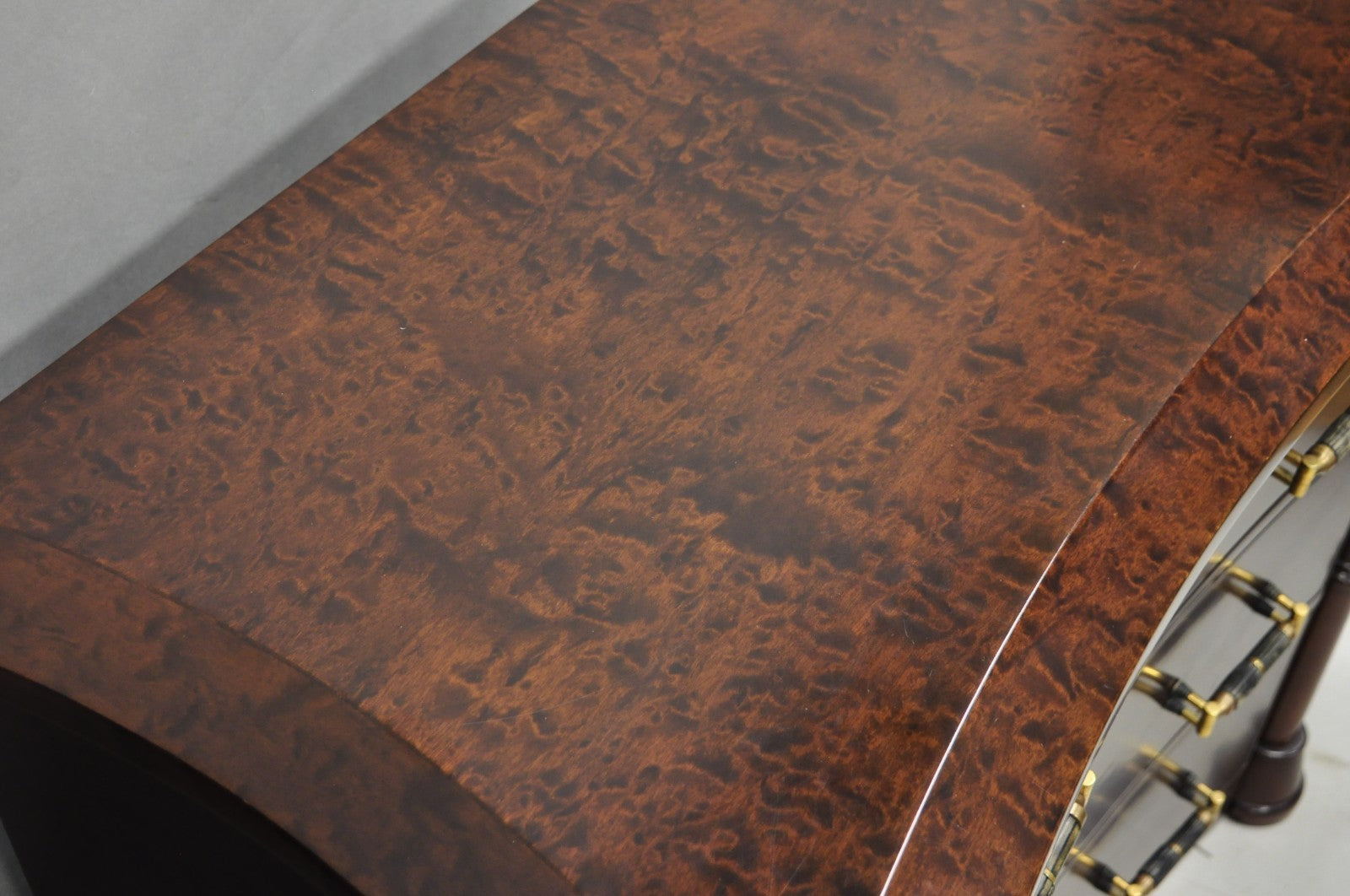 Enrique Garcel Art Deco Lacquered Burl Wood 3 Drawer Nightstand Commode - a Pair