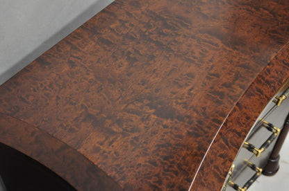 Enrique Garcel Art Deco Lacquered Burl Wood 3 Drawer Nightstand Commode - a Pair