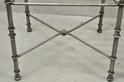 Pier 1 Medici Pewter Wrought Iron Neoclassical Style Dining Side Chairs - a Pair