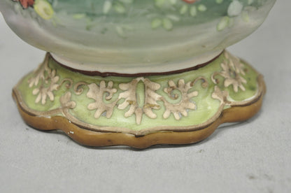 Antique Nippon Hand Painted Porcelain Moriage Twin Handle Countryside Scene Vase