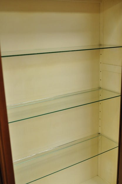 Vintage Baker Hollywood Regency Cherry Wood 2 Door Curio Cabinet Bookcase - Pair