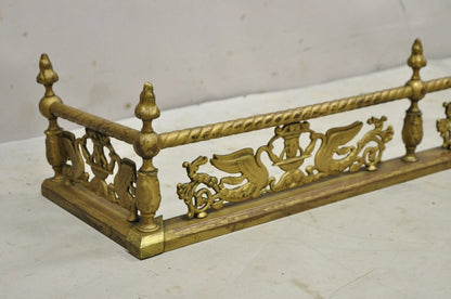 Antique Victorian Figural Swan Bird Twisted Brass 48" Fireplace Fender Surround