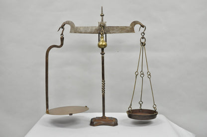 Antique English Gothic Arts & Crafts Hand Wrought Iron Balance Beam Scale