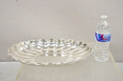 Vintage Regency Style Silver Plated Scalloped Oval Serving Platter Fruit Bowl