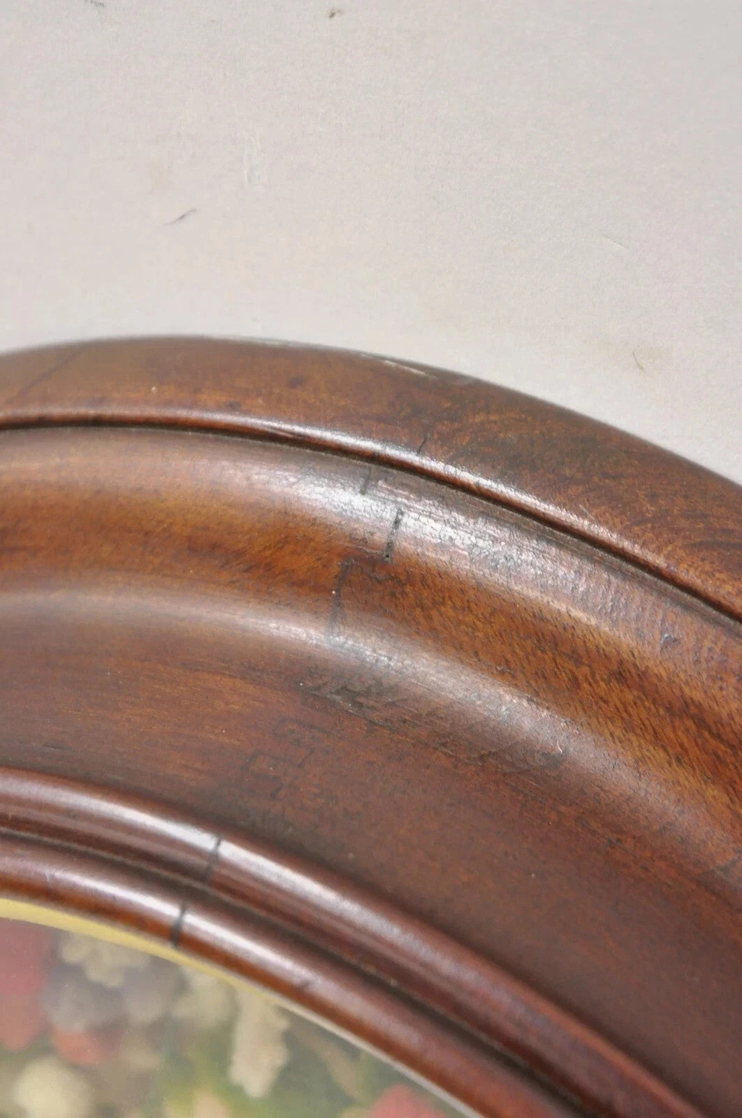 Victorian Oval Mahogany Shadow Box Frame Felt Cotton Flower Mourning Wall Wreath