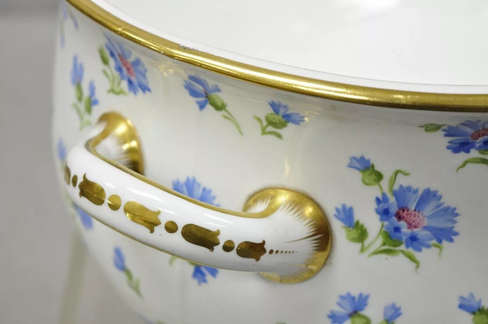 Antique English A.B. Daniell and Son Blue Flower  20" Porcelain Foot Bath Basin