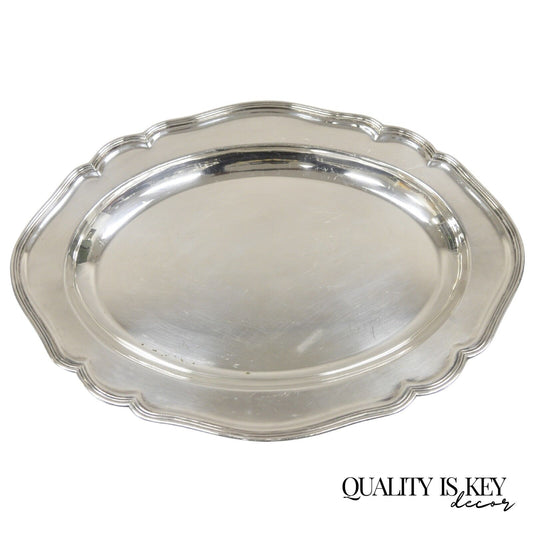 Vintage Wyler NY English Edwardian Silver Plated Oval Deep Serving Platter Tray