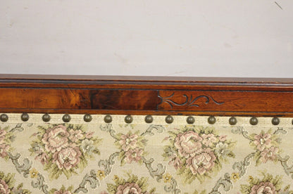 Antique Eastlake Victorian Carved Walnut Floral Upholstered Parlor Sofa Loveseat