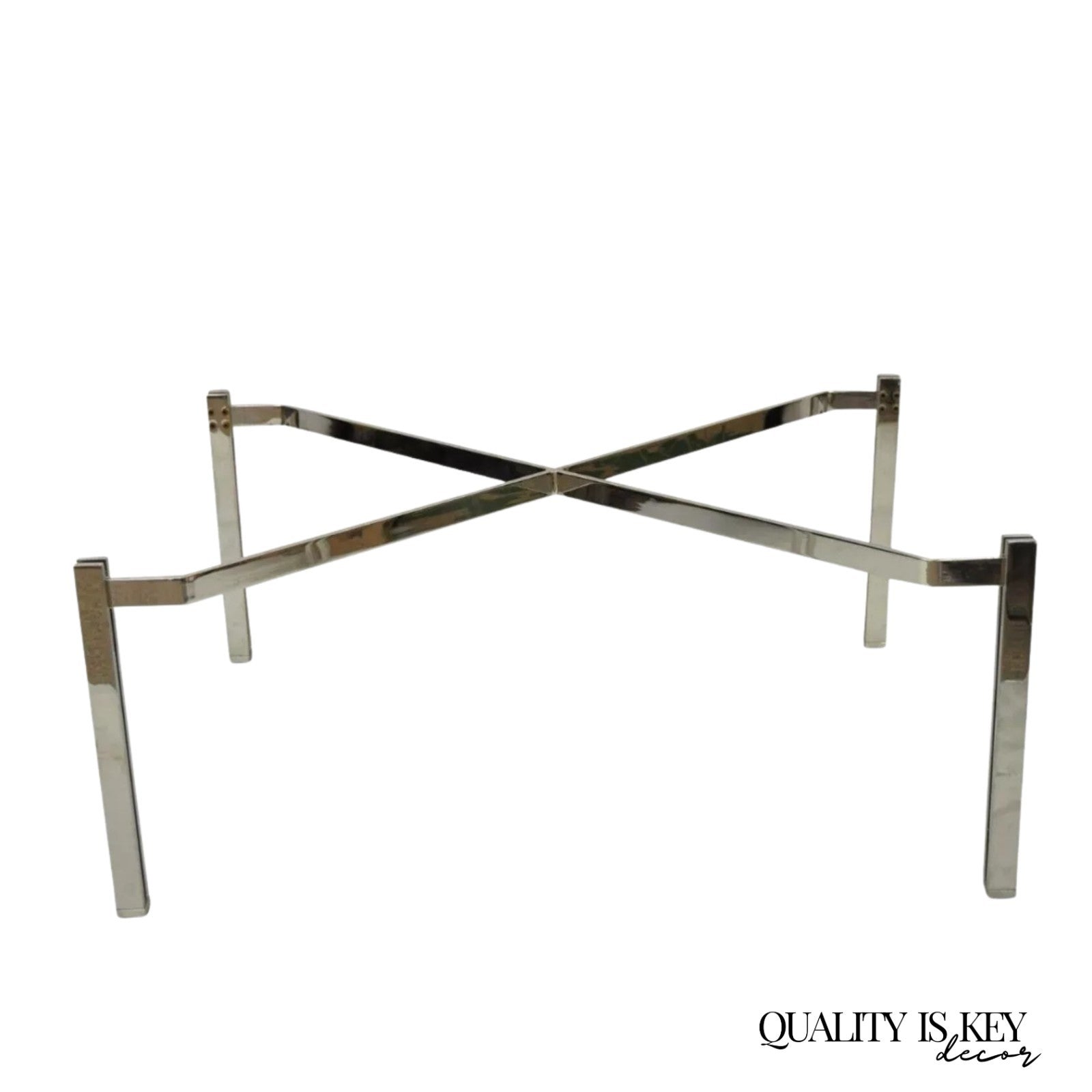 Mid Century Modern Chrome Metal X-frame Baughman Style Coffee Table Base