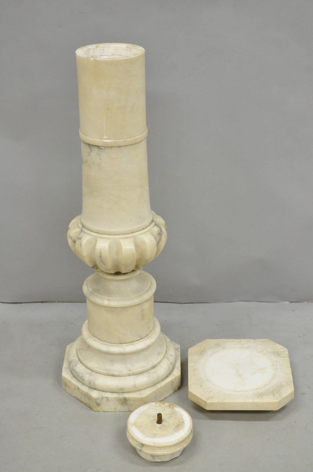 Antique Italian Classical Carved Marble Column Empire Pedestal Bust Stand