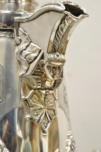 Victorian Racine Silver Plated Tilting Lemonade Water Pitcher on Stand w Goblets