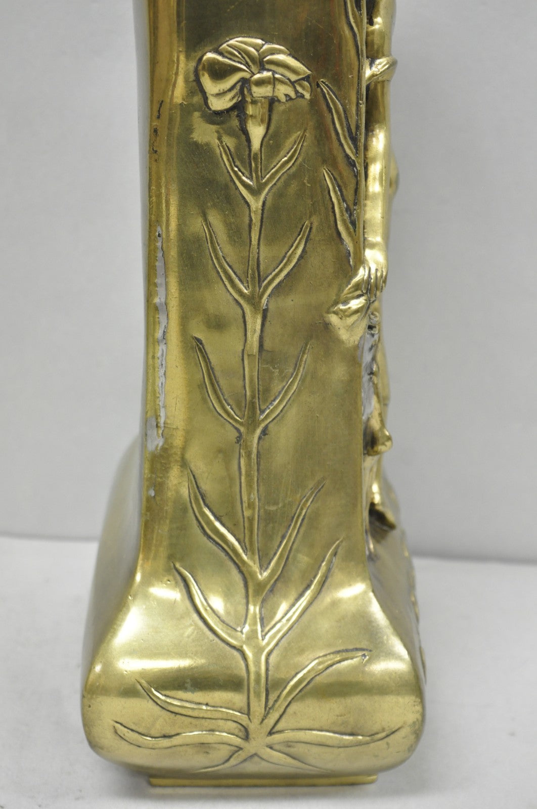 Antique Art Nouveau Chinese Gilt Bronze Nude Female Sculpture Statue 16" Vase