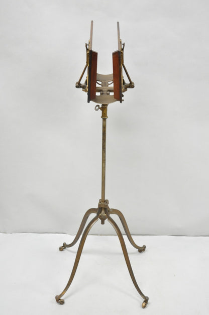 Antique R.M. Lambie Victorian Walnut & Cast Iron Bible Book Stand Lectern