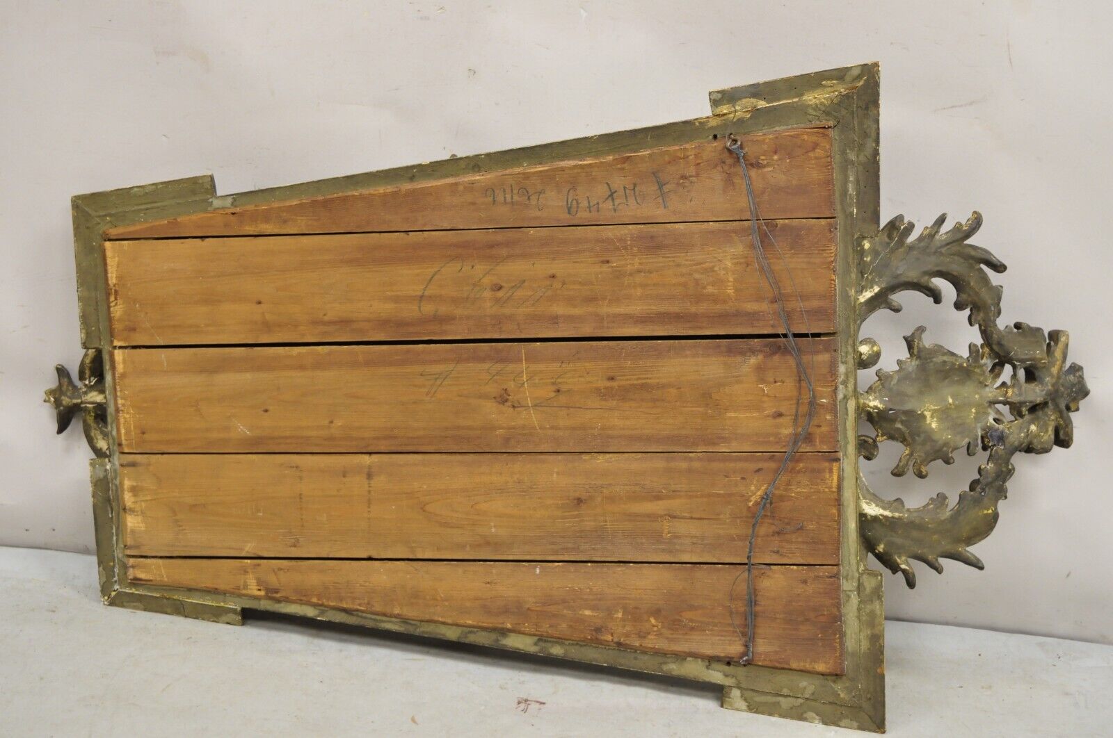 Antique French Renaissance Baroque Carved Giltwood Gesso Wall Mirror with Face