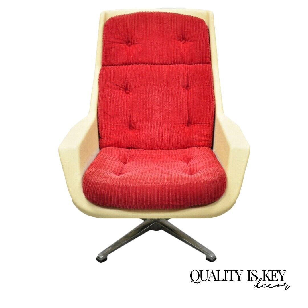 Overman Sweden Mid Century Modern Molded Plastic Swivel Tilt Lounge Chair