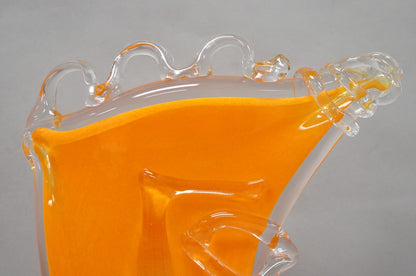Ion Tamaian Postmodern Orange Blown Art Glass 20" Large Abstract Face Sculpture