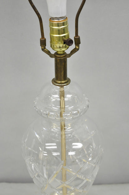Vintage Chinoiserie Cut Crystal Glass Ginger Jar Brass Oriental Table Lamp