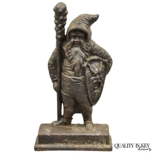 Antique Bradley & Hubbard Victorian Cast Iron Figural Warrior Gnome Doorstop