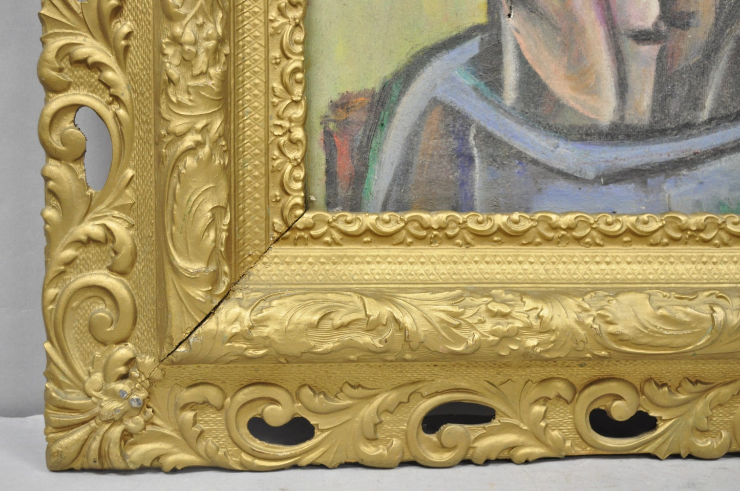 Vintage Samuel Heller "Face in Motion" Picasso Style Oil on Canvas Painting