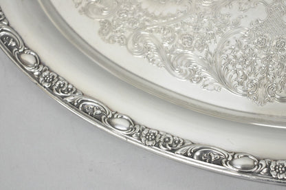 Vintage WM Rogers & Son "Victorian Rose" Silver Plated Oval Serving Platter Tray