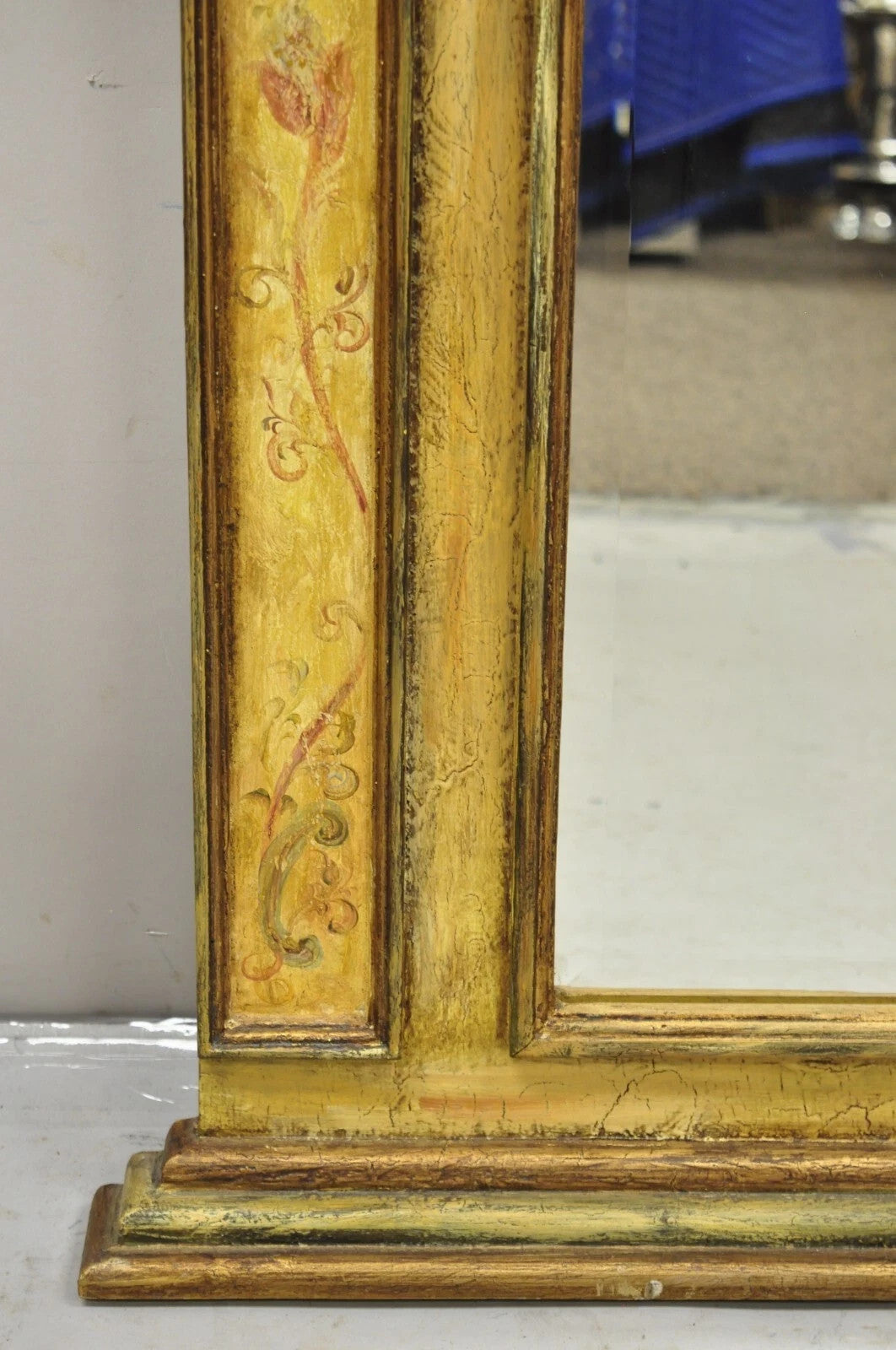 Contemporary Shabby and Chic Italian Tuscan Distress Painted Trumeau Wall Mirror