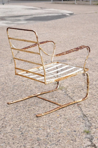 Vintage Woodard Chantilly Rose Wrought Iron Garden Patio Bouncer Lounge Chair