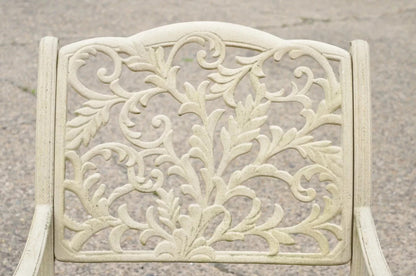 Cast Aluminum Leafy Scroll Outdoor Patio Dining Arm Chairs - Set of 4