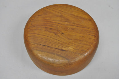 Vintage Mid Century Danish Modern Carved Teak Wood Round Salad Fruit Bowl (B)