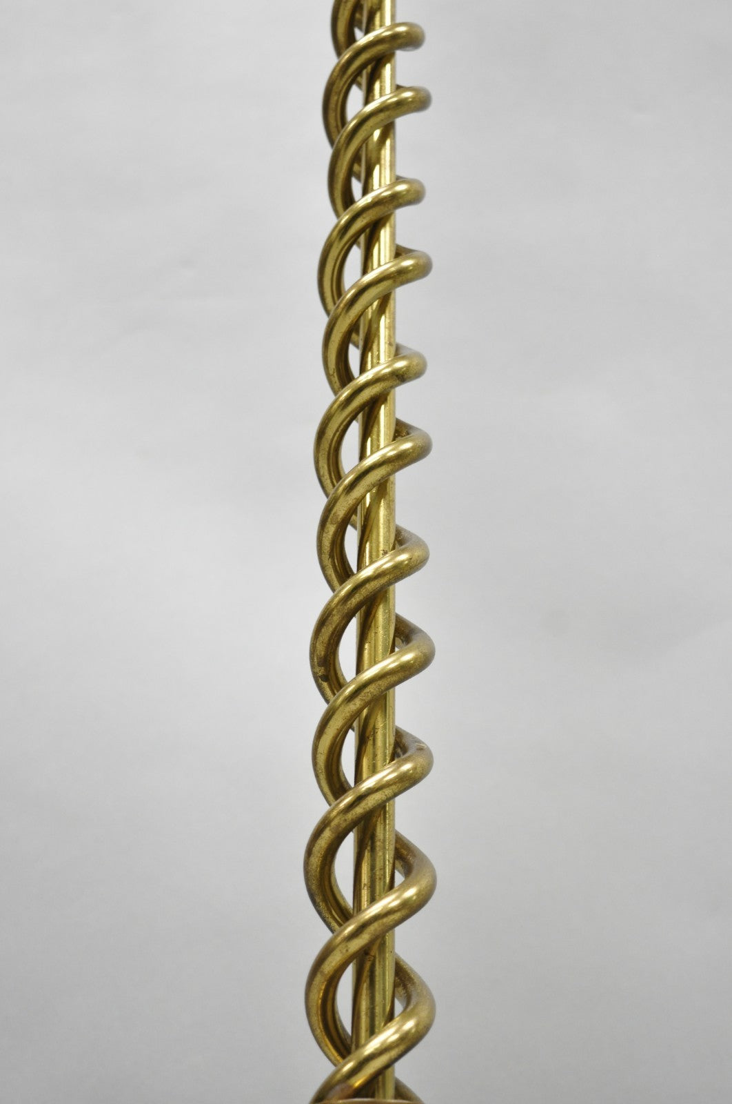 Vintage English Brass Spiral Barley Twist Candlestick Pole Floor Lamp