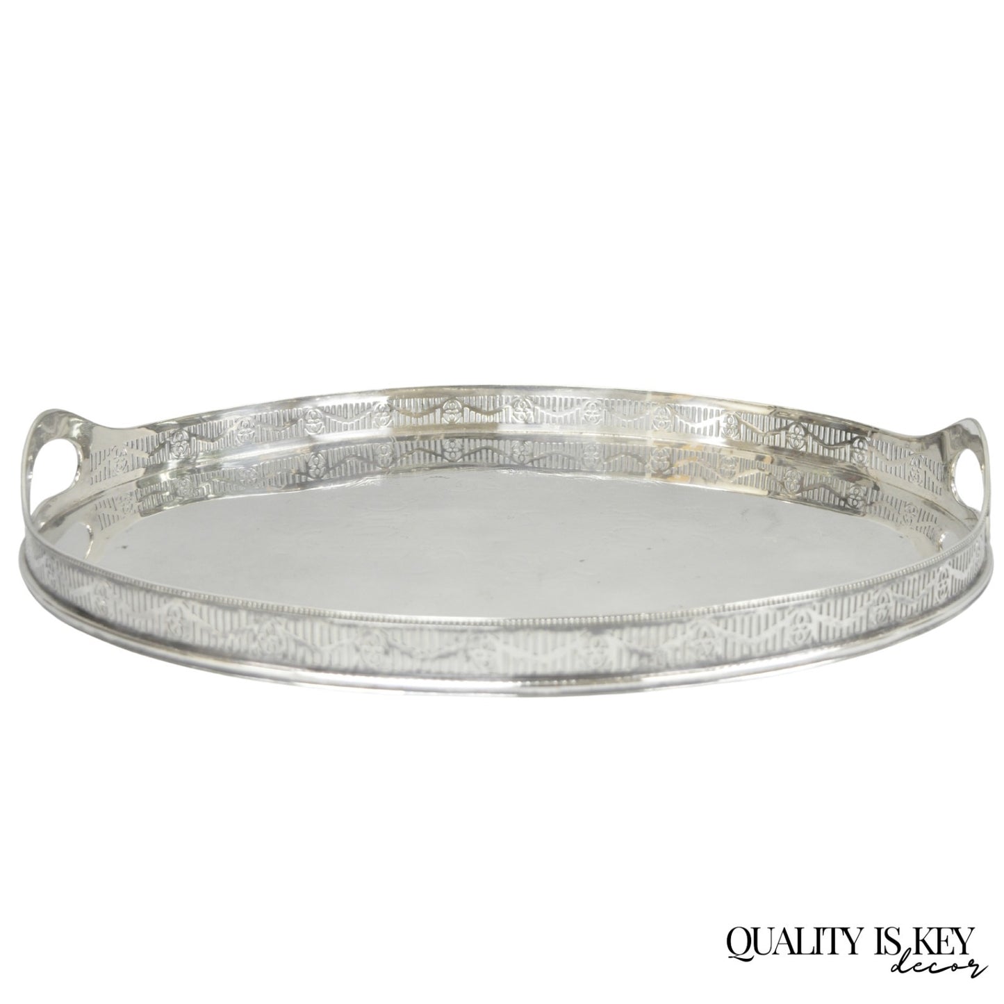 Antique English Sheffield Edwardian Silver Plated Oval Serving Platter Tray
