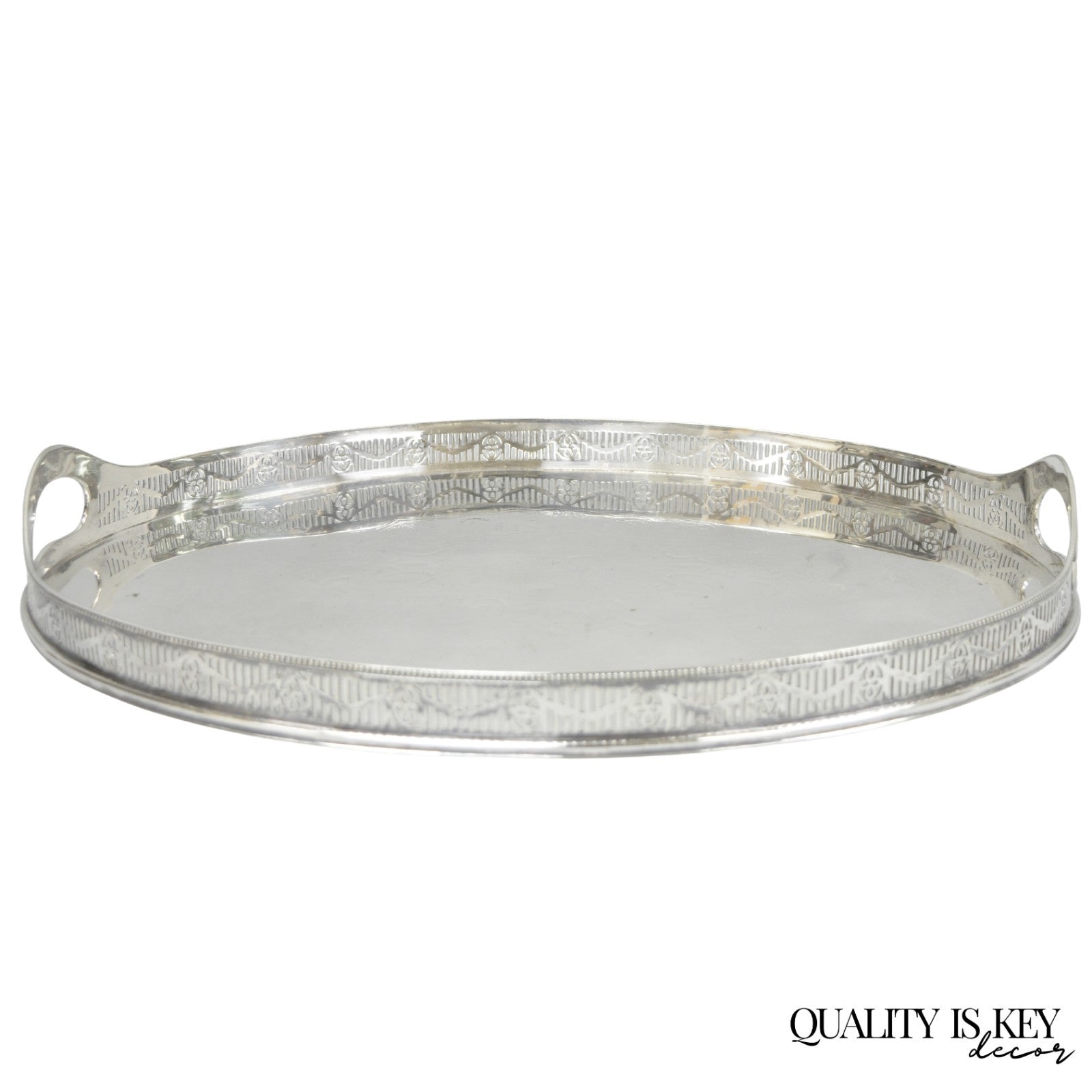 Antique English Sheffield Edwardian Silver Plated Oval Serving Platter Tray