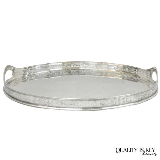 Antique English Sheffield Edwardian Silver Plated Oval Serving Platter Tray