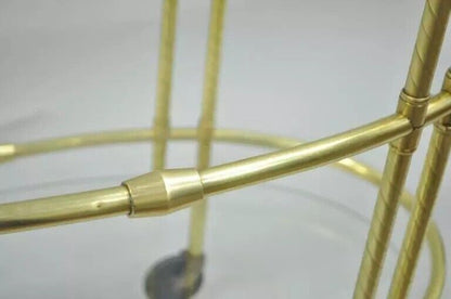 Mid Century Italian Modern Polished Brass & Glass Three Tier Oval Bar Tea Cart